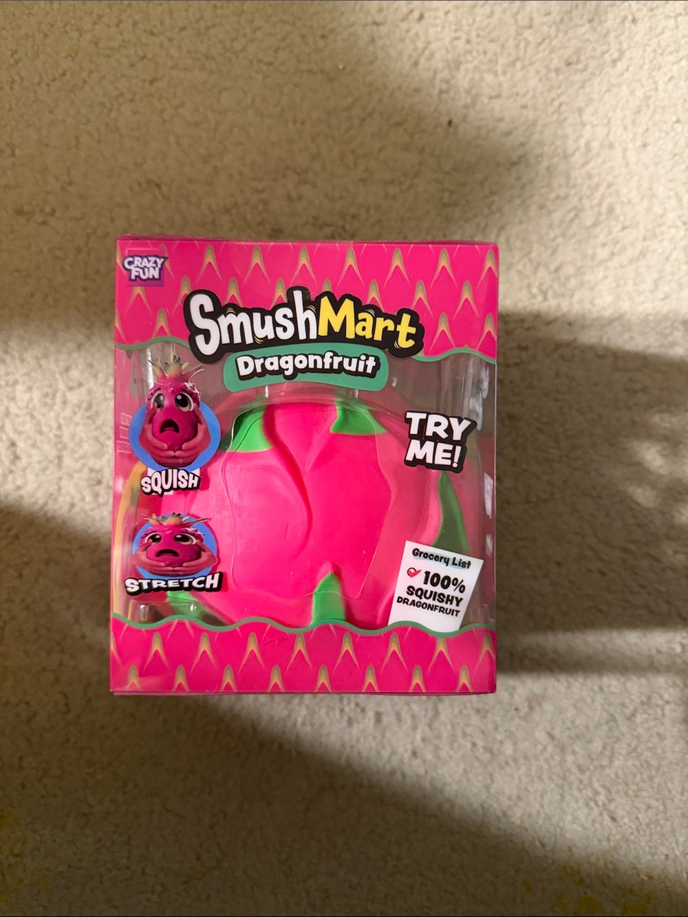 SmushMart Dragonfruit Squishy Toy - Pink with Green Accents